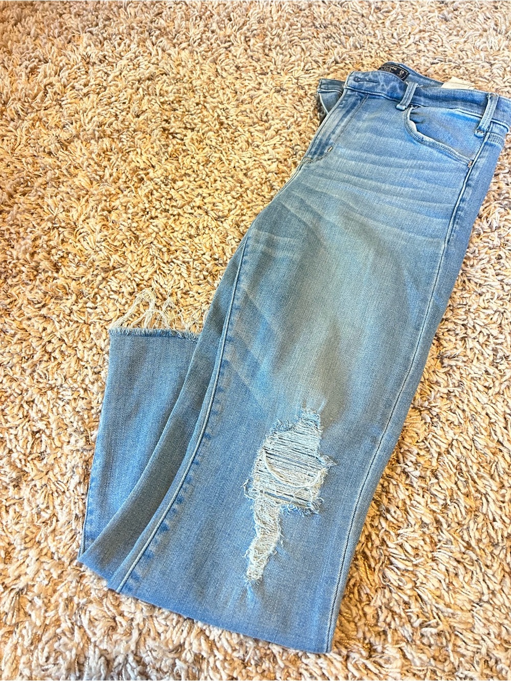 Abercrombie & Fitch Light Blue bell bottom Distressed Jeans